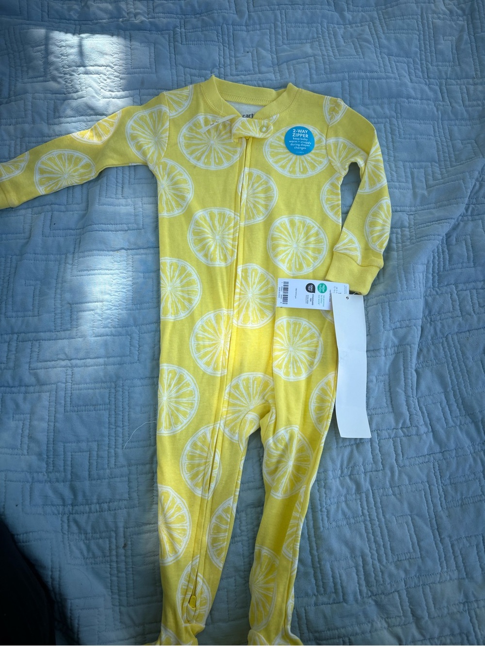 Carter's Yellow Lemon Print Footed One-Piece Pajamas